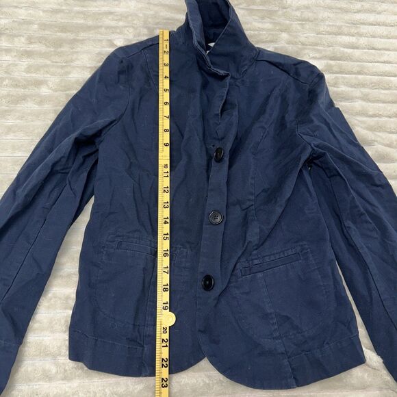 Talbots Women Navy Blue Long Sleeves Button Cotton/Spandex Jacket Size 6 - Picture 5 of 8